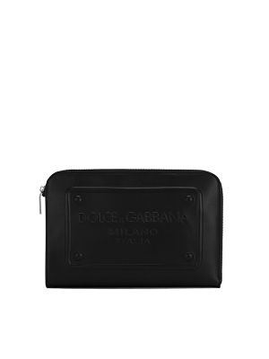 Dolce & Gabbana Raised-Logo Leather Clutch