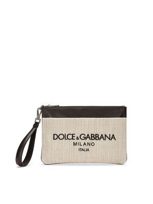 Dolce & Gabbana Logo-Embroidered Canvas Clutch Bag