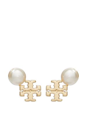Tory Burch Moondance Logo And Pearl Stud Earrings