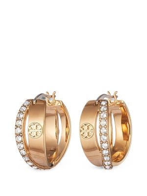 Tory Burch Icon Pavé Double Hoop Earrings