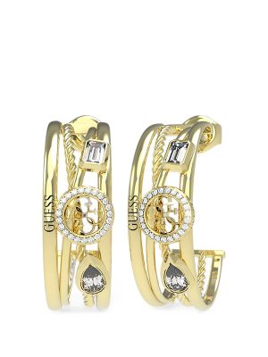 Guess 4G Multi-Stone Hoop Earrings