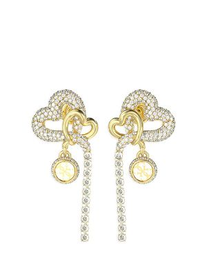 Guess Pavé-Set Heart-Pendant Earrings