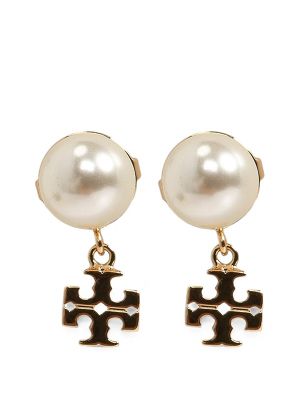 Tory Burch Double T Faux-Pearl Earrings