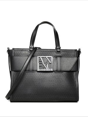 Armani Exchange Logo Plaque Perforated Shoulder Bag