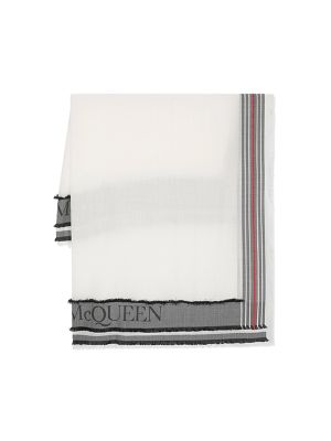 Alexander Mcqueen Logo-Intarsia Frayed Wool Blend Scarf