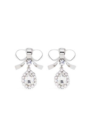 Alessandra Rich Crystal-Embellished Bow Drop Earrings