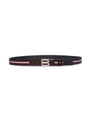 Bally Logo-Buckle Striped Leather Belt