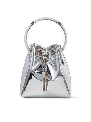 Jimmy Choo Bon Bon Metallic-Effect Bucket Bag