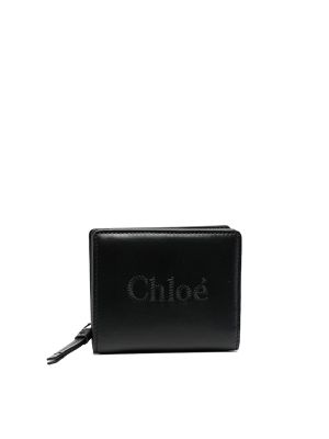 Chlo√© Sense Logo-Embroidered Leather Wallet