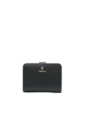 Furla Logo Lettering Leather Wallet Black