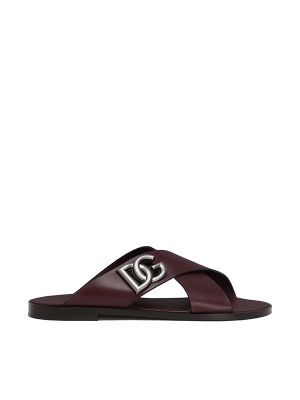 Dolce & Gabbana Logo-Plaque Cross-Strap Slides