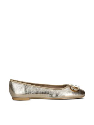 Liu Jo Metallic-Effect Leather Ballerina Shoes