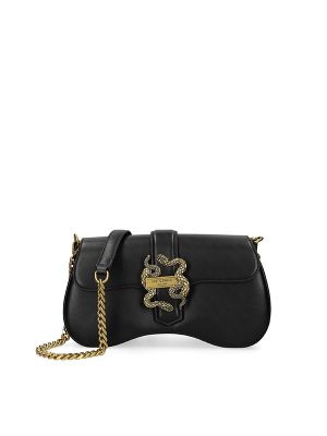 Just Cavalli Logo-Plaque Leather Shoulder Bag