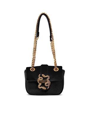 Just Cavalli Snake-Buckle Velvet Cross Body Bag