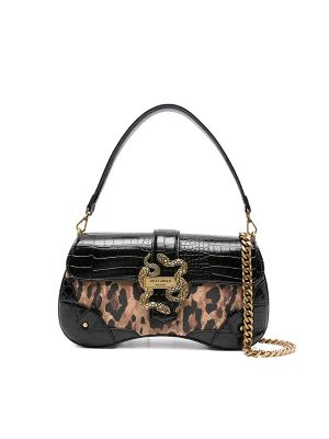 Just Cavalli Snake-Buckle Leopard-Print Shoulder Bag