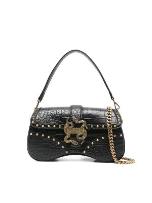 Just Cavalli Snake-Embellished Studded Shoulder Bag