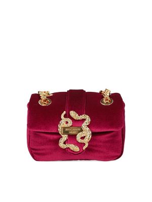 Just Cavalli Snake-Buckle Velvet Shoulder Bag