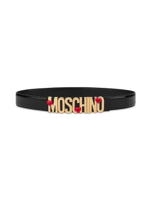 Moschino Logo-Lettering Leather Belt