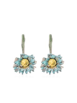 Marni Flower Pop Earrings Silver Tone