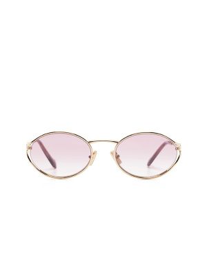 Miu Miu Eyewear Logo-Plaque Oval-Frame Sunglasses